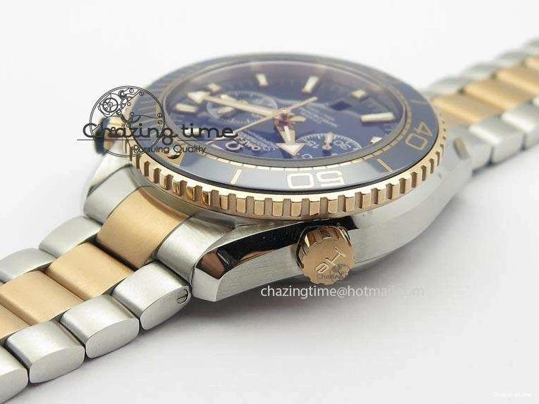 0209 FlexibleFit Seamaster Professional Chrono SS RG Blue Ceramic Blue Dial On SS RG Bracelet A 8211